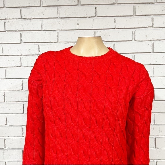 J. Crew Cotton Cable-Knit Side-Slit Crewneck Sweater - Picture 9 of 11
